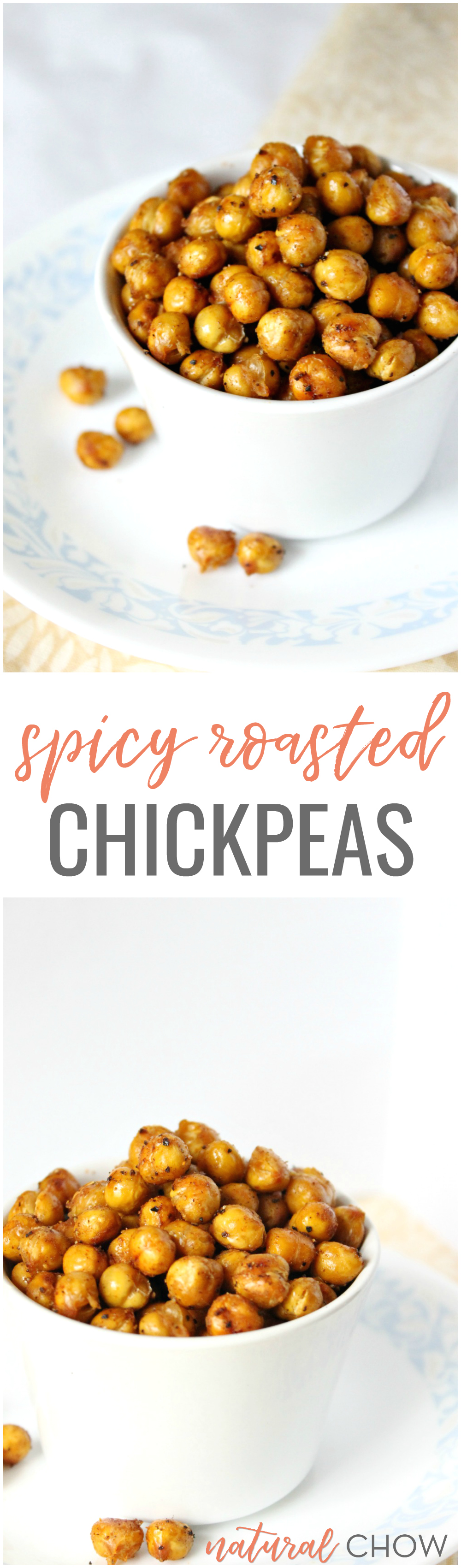 These spicy roasted chickpeas are a delicious and healthy snack. Made with just a few simple ingredients, this incredibly easy snack is packed with flavor!