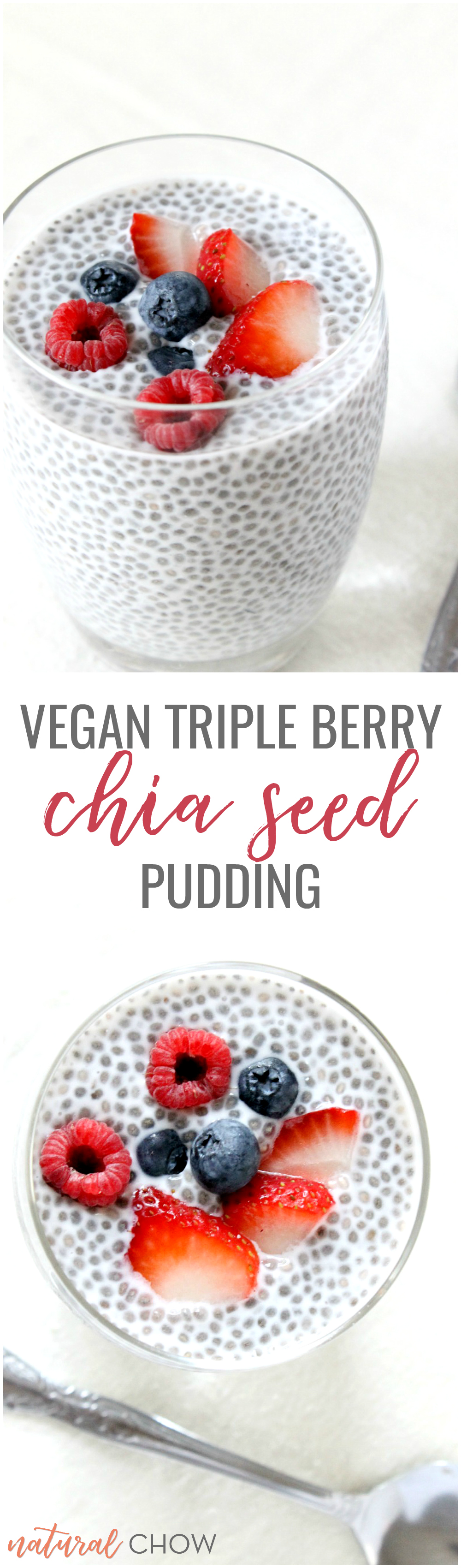 A quick, easy, low-mess breakfast, making it perfect for school mornings. This vegan triple berry chia seed pudding is easily adaptable and only takes a couple of minutes to make!