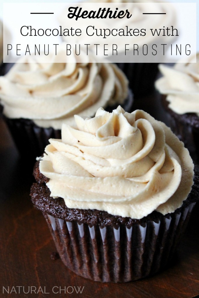 Healthier Chocolate Cupcakes with Peanut Butter Frosting | Natural Chow | http://naturalchow.com