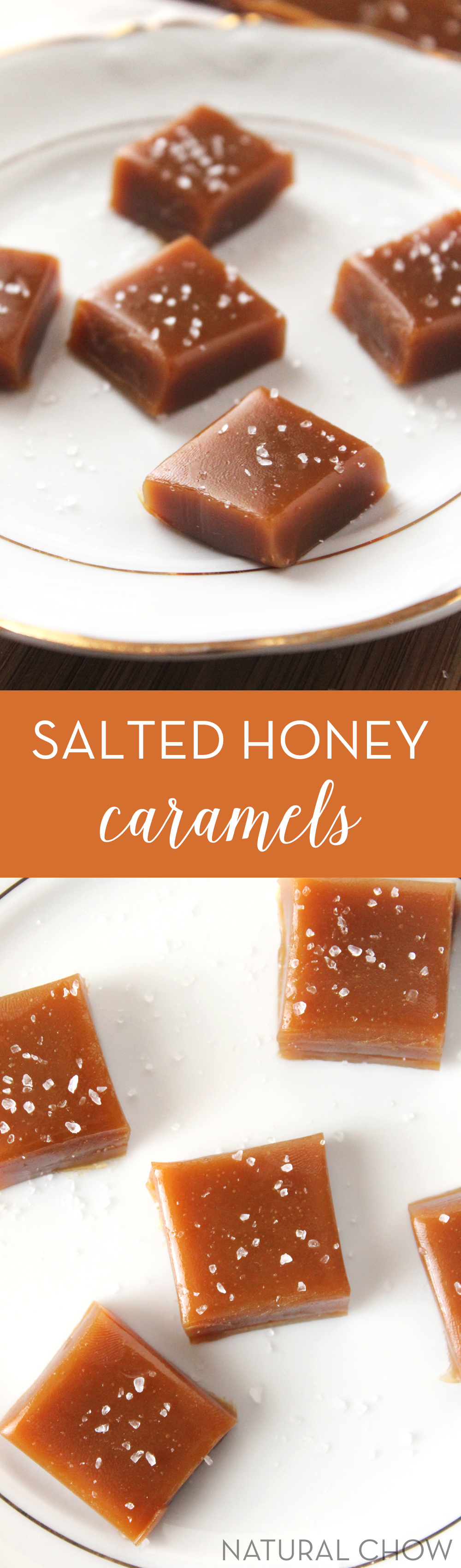 These homemade salted honey caramels are melt-in-your-mouth luscious, chewy, and heavenly. They make great gifts and are WAY healthier than the storebought kind.