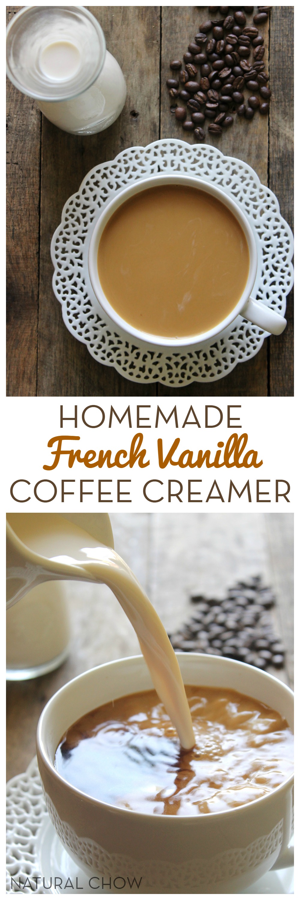 This homemade french vanilla coffee creamer only takes 5 minutes to make and is such a kitchen ...
