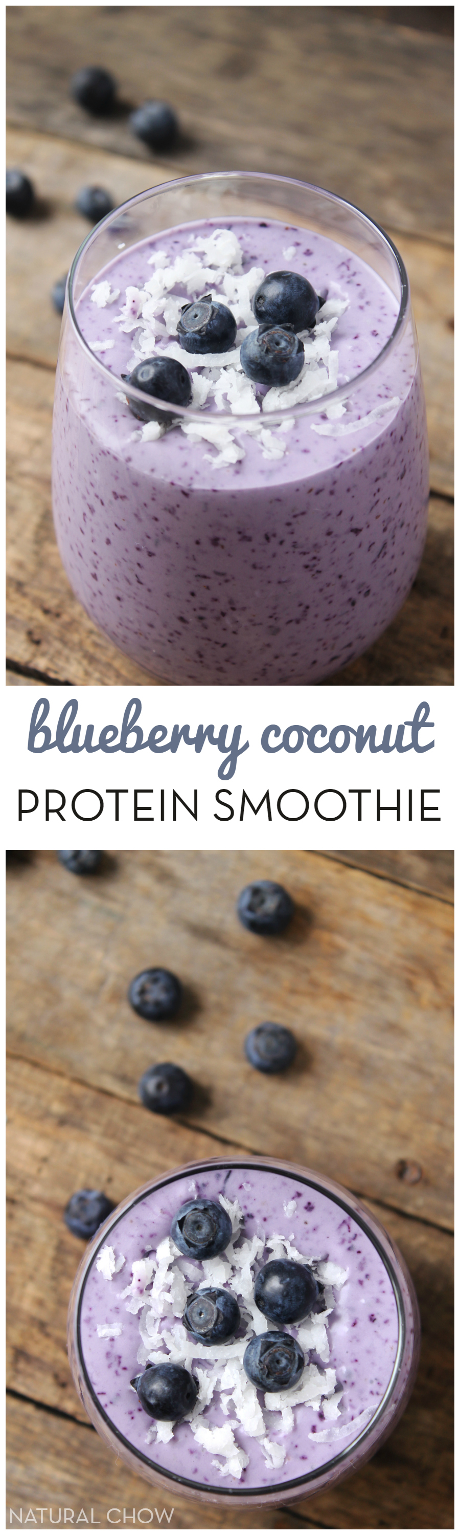 This blueberry coconut protein smoothie is so rich and creamy you'd think it was a milkshake! Made with only 5 simple ingredients, this refreshing and healthy smoothie is guilt-free and tastes amazing!