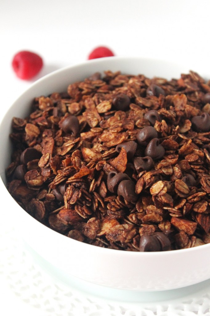 Get double the chocolaty goodness in every bite with this easy-to-make healthy double chocolate coconut granola! With its intense chocolate flavor and light coconut notes, you'd never think this indulgent granola was good for you.