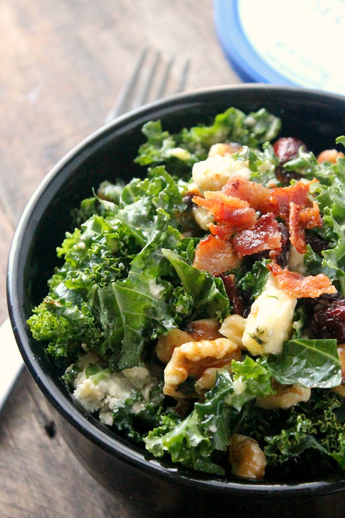 Made with just a few simple ingredients and drizzled with vinaigrette dressing, this Blue Cheese Bacon Kale Salad is full of delicious Greek flavors!